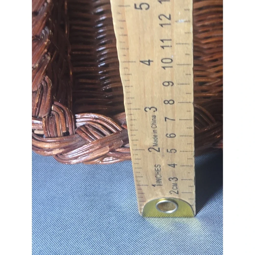 VTG Wicker Serving Tray Rectangular Woven Basket Braided Rim Coffee Table 13x9